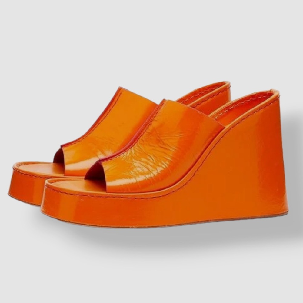 Miista Orange Wedge Platform Sandals